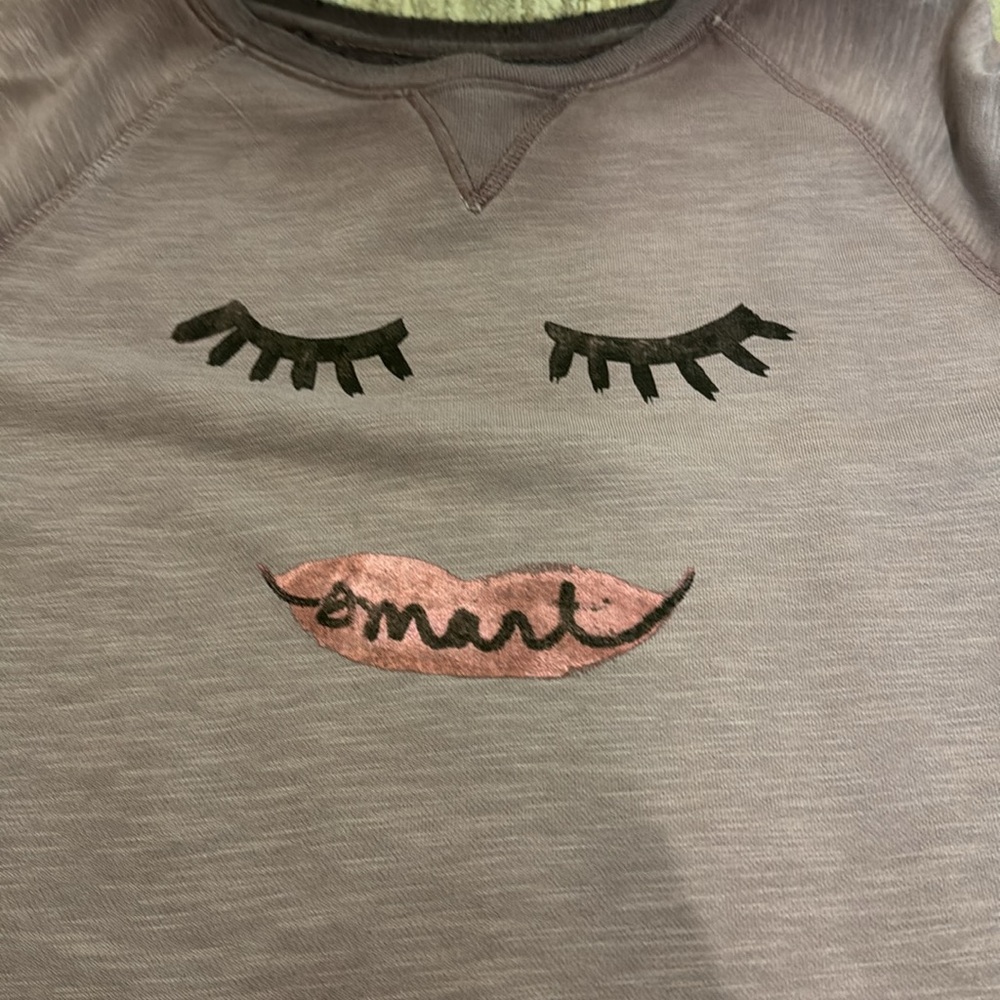 Anthropologie Saturday Sunday Smart Mouth Cropped Sweatshirt Size Small - Picture 12 of 16
